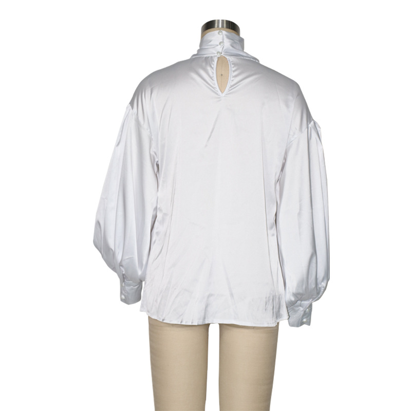 Women's Casual Shirt With Christmas Satin Tie Top In Solid Color_voghion.com