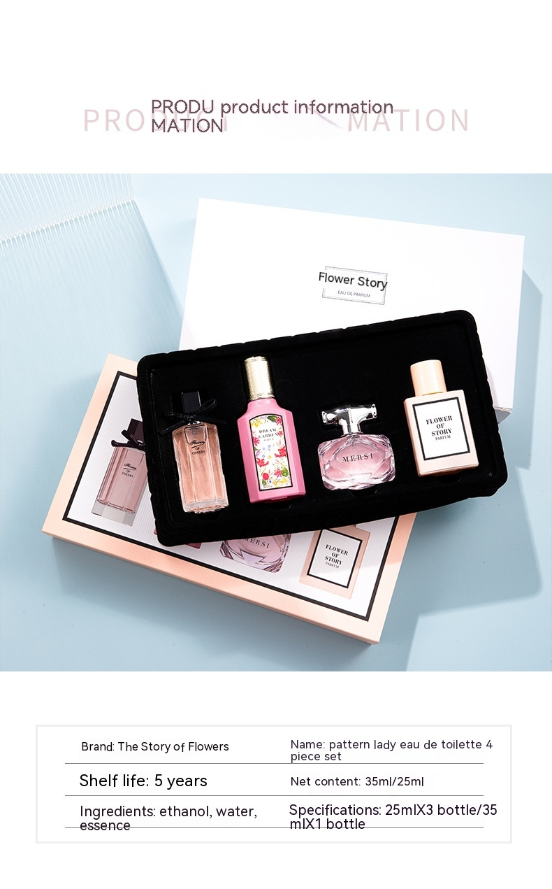 2024 Novo Perfume Feminino Conjunto de Quatro Peças Floral Blossom Caixa de Presente Fragrância Fragrância Fresca e Duradoura_voghion.com