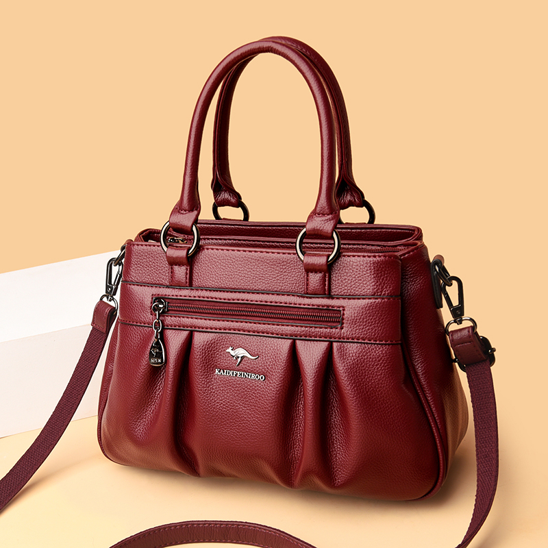 Handtaschen Damentaschen Designer 3-lagige Lederhandtaschen Große Kapazität Einkaufstasche für Frauen Vintage Schultertaschen mit Griff oben_voghion.com