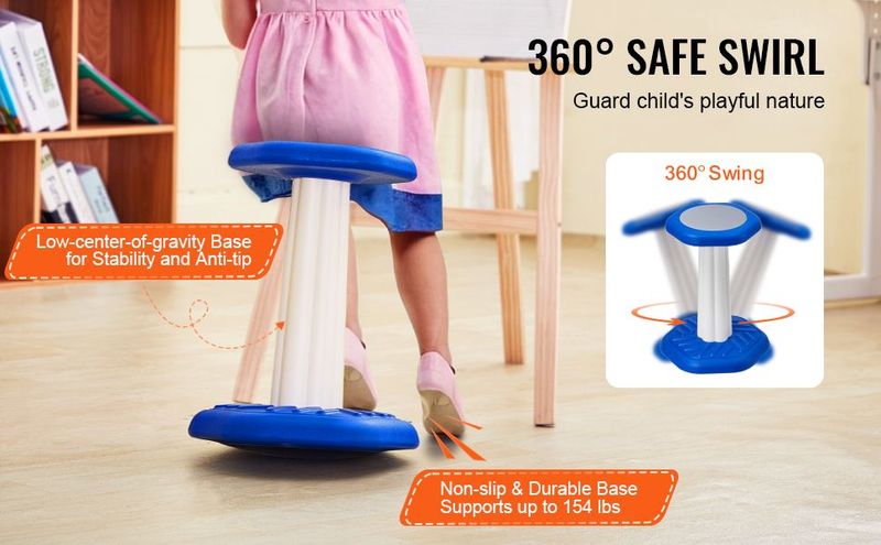 VEVOR Kids Wobble Chair (17.7-inch High), Active Chair With Sponge Cushion, Wobble Stool Improves Focus, Posture And Calm Children, Ideal For Schools And Home, Age 7-14, Blue_voghion.com