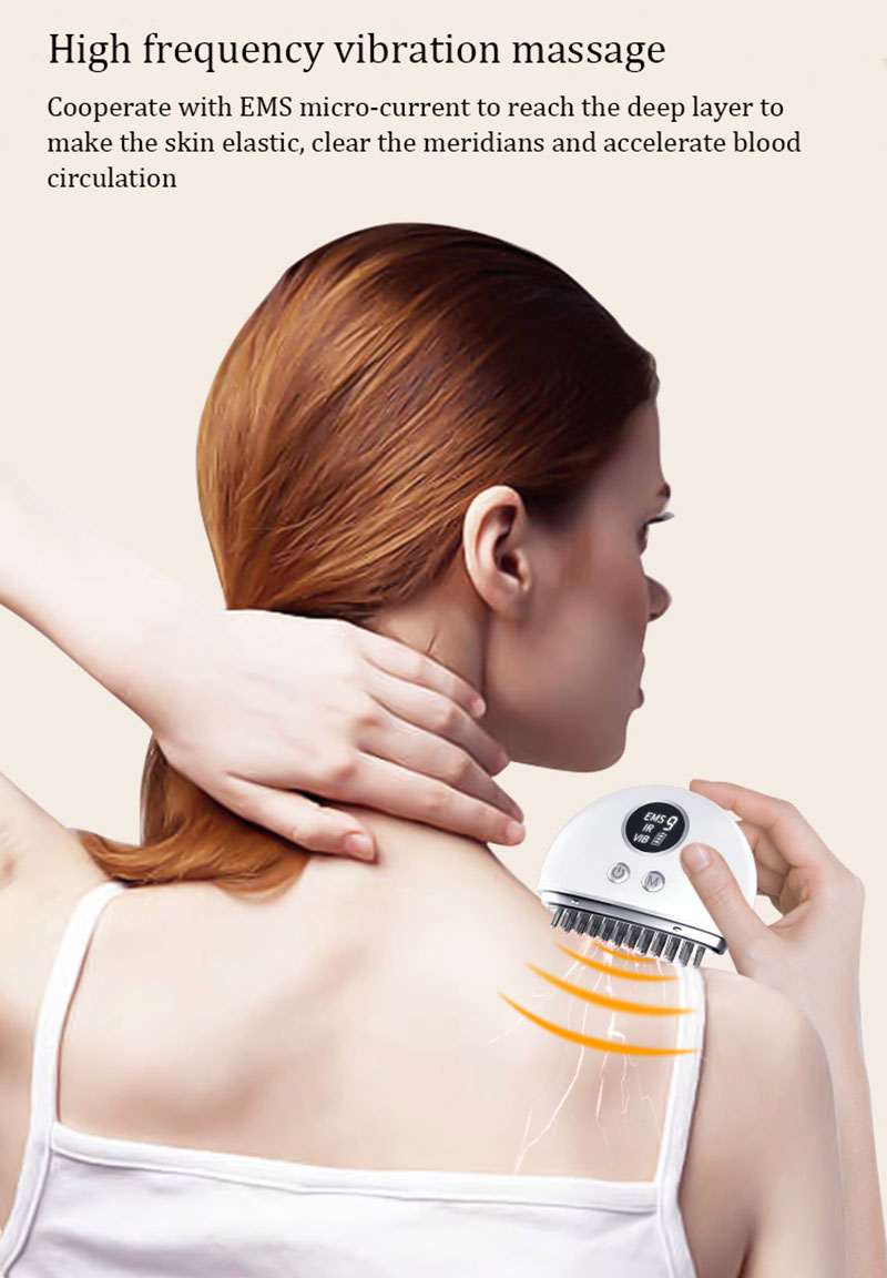 Mikrostroum Vibratioun EMS Kapp Entspanungsmassageapparat Guasha LED Mikrostroum Gesiicht Hals Kierper Haut Lifting R 70% Rabatt_voghion.com