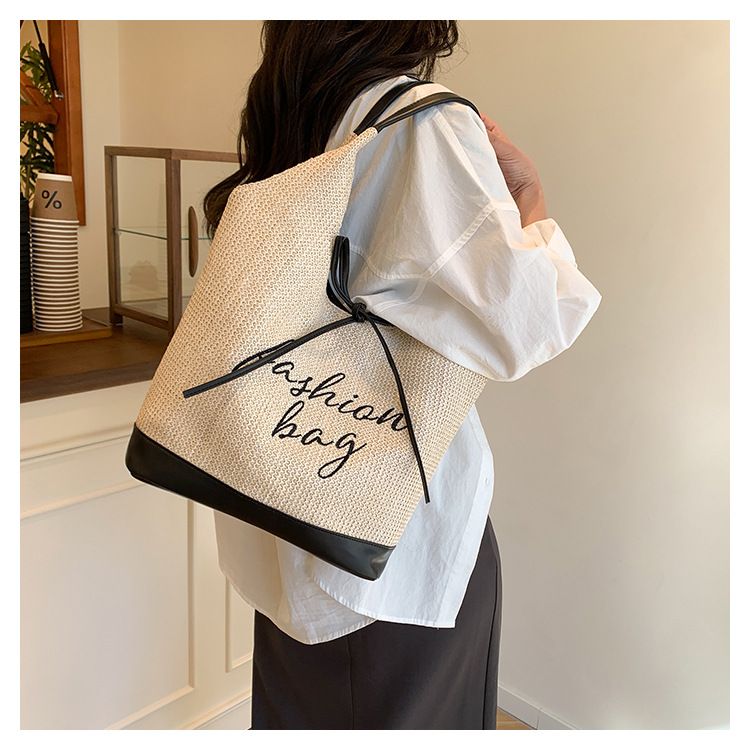 Nischen-Einzelschulter-Strohgewebte Damen, Neuer Koreanischer Stil, Einfach Und Exquisit, Kleine Handtasche Für Die Arbeit, Unterarm_voghion.com