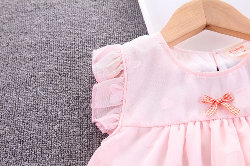 Mädchen-Outfit, stilvoll, Sommer kurzärmliges Mesh-Herz-Zweiteiler-Kinderkleidung, Baby-Mädchen-Set, modisch_voghion.com