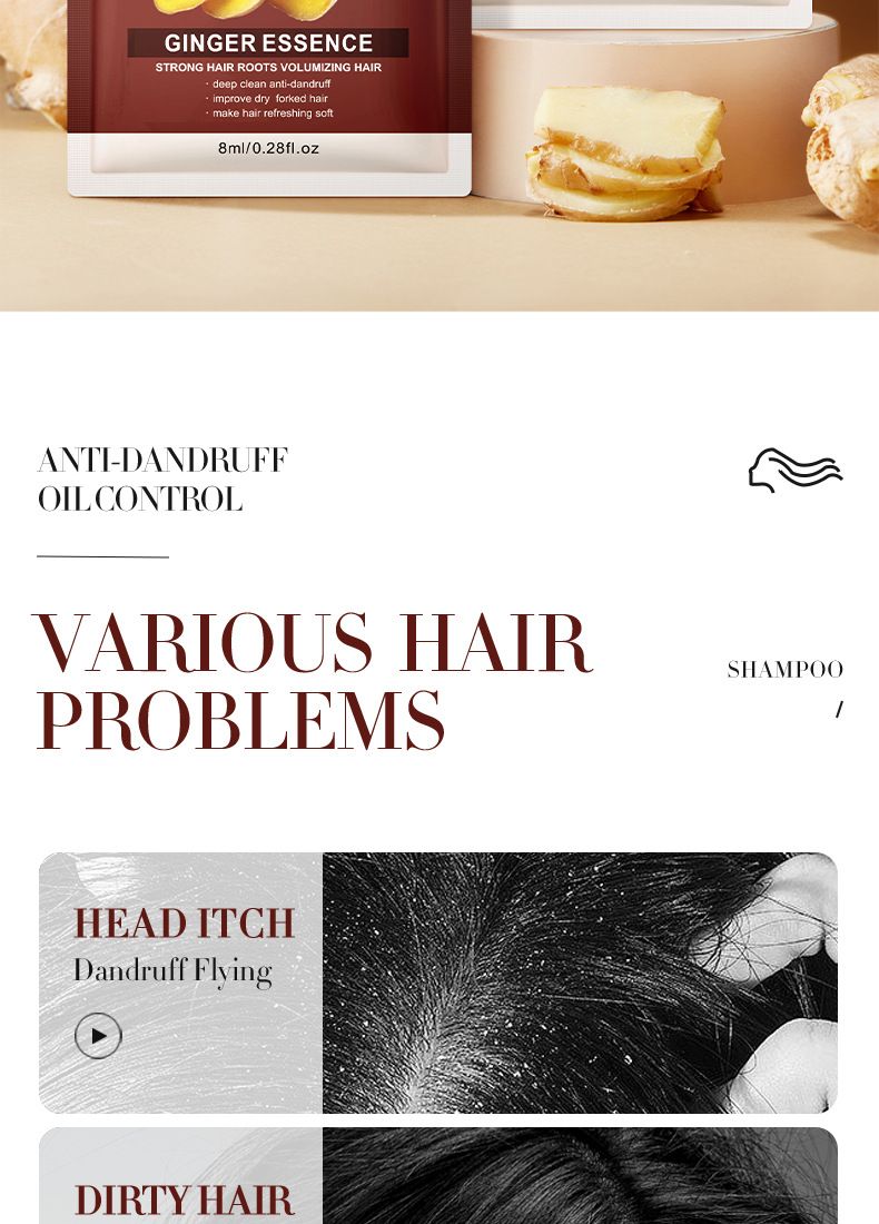 Full English Ginger Shampoo Bagged SADOER Moisturizing Smooth Deep Cleaning Portable Pack_voghion.com