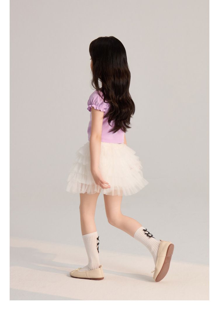 Ropa para niños Verano Nuevo Simple Transpirable Letra Estampado Casual Encaje Mangas cortas_voghion.com