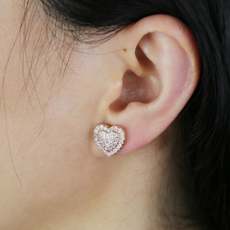 Boucles d'oreilles en zircon en forme de cœur pour femmes, design de niche, accessoires haut de gamme_voghion.com