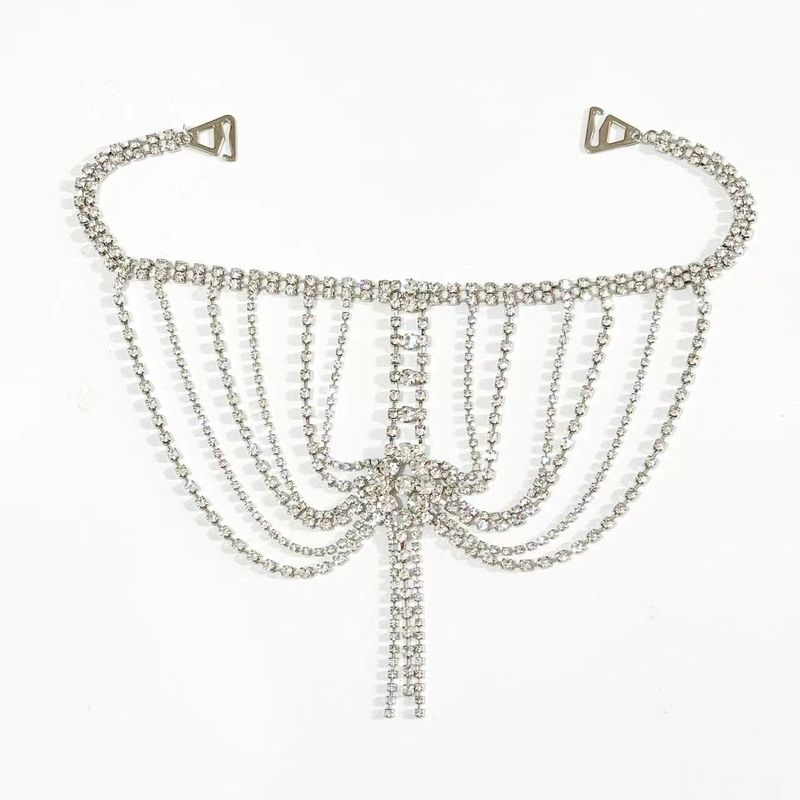 Lanț de umăr cu ciucuri și strasuri multistrat, vândut la modă, pentru femei, șal de corp cu cristale, pentru petrecere de nuntă_voghion.com