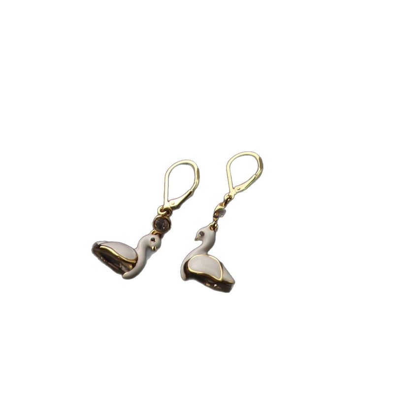 Orecchini a forma di cigno bianco, nuovi e dolci, alla moda, fatti a mano, con smalto e zirconi, con catena per clavicola, per donna_voghion.com