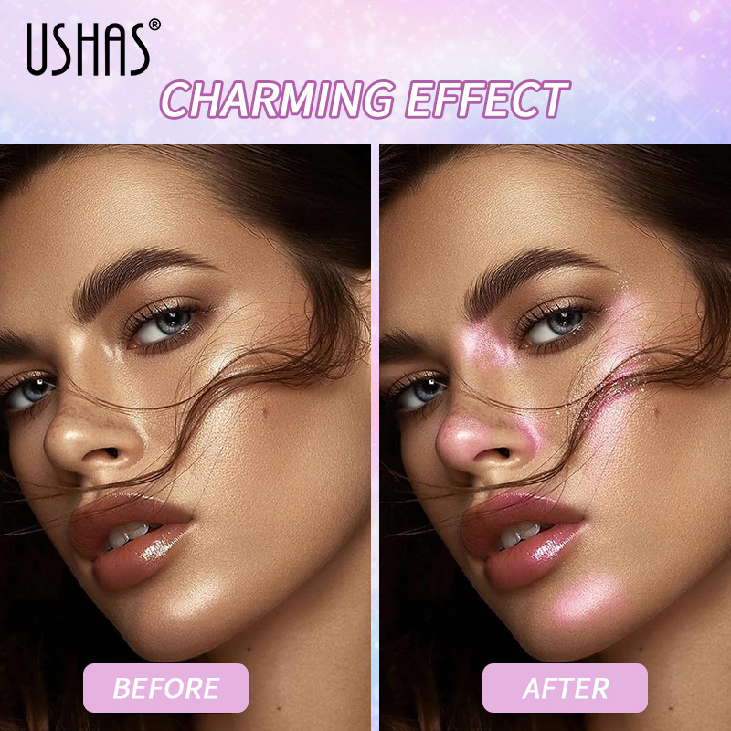 USHAS Perlglanzspray, langlebiges, wasserfestes, schweißbeständiges, Make-up-freies Treibsand-Glanzpulver_voghion.com