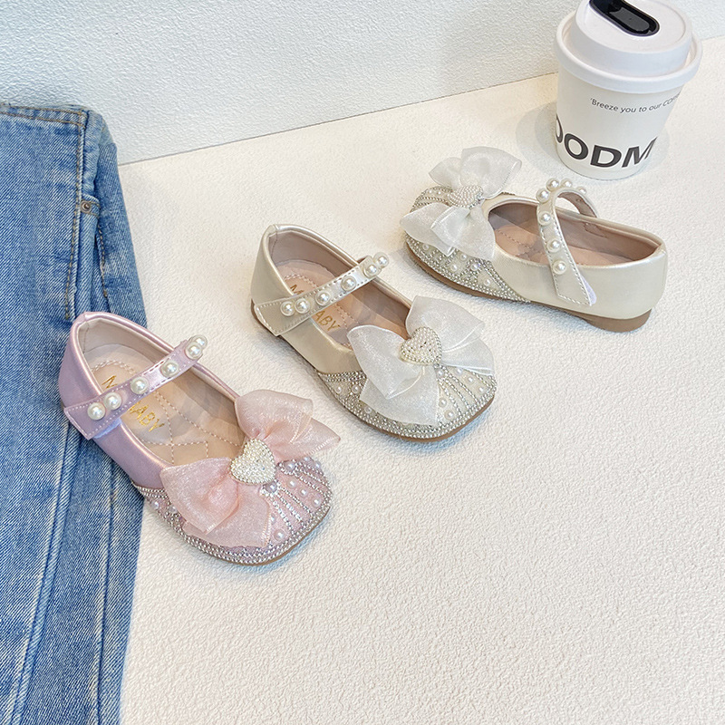 Mother&Kids Dolci strass lavorati a maglia Scarpe da principessa per bambine con grandi fiocchi piccola pelletteria per bambini_voghion.com