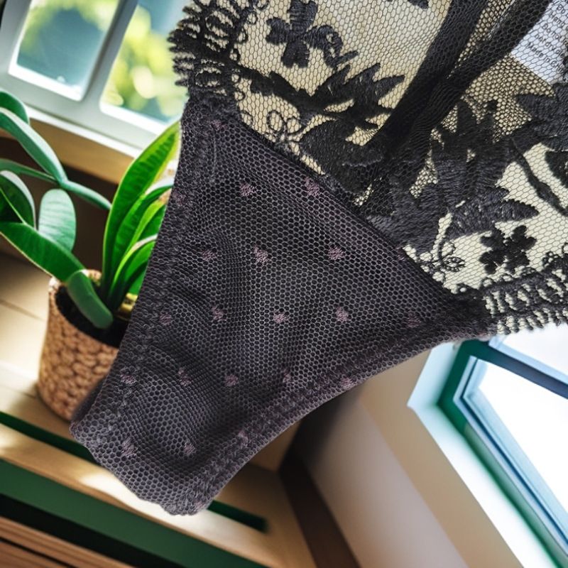 New Eyelash Lace Panties Women's Low Waist Women's Thong Tulle Cotton Crotch T Pants Panties Embroidery_voghion.com