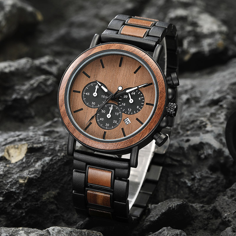 Orologio da uomo Gorben Wood Relogio Masculino Orologi militari cronografo alla moda di lusso di marca superiore in confezione regalo in legno_voghion.com