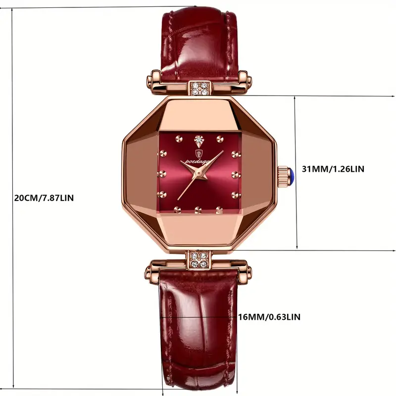 OLEVS Women's Luxury Polygon Pointer Quartz Watch Retro Dial Cutting Watch Waterproof Fashion Analog PU Leather Wrist Watch_voghion.com