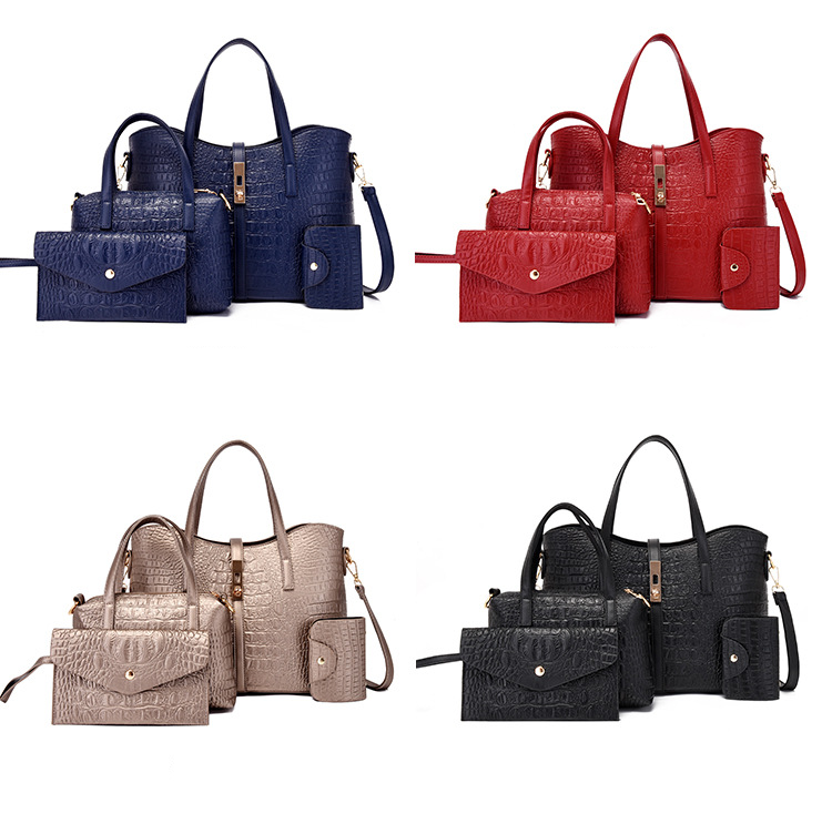 Handbag Set For Women Stylish Women's Shoulder Bag Crocodile Print Handbag Crossbody Bag Three-piece Set Bag_voghion.com