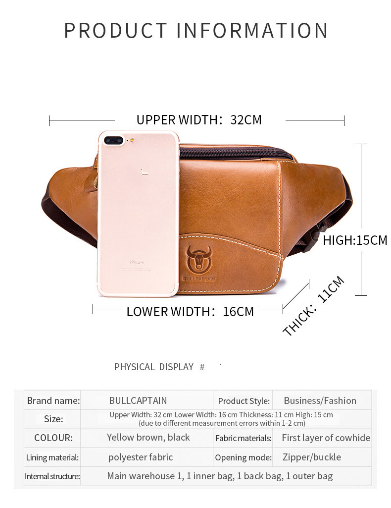 Borsa da cintura in vera pelle per uomo, in pelle bovina, casual, retrò, grande capacità, multifunzionale, portafoglio_voghion.com