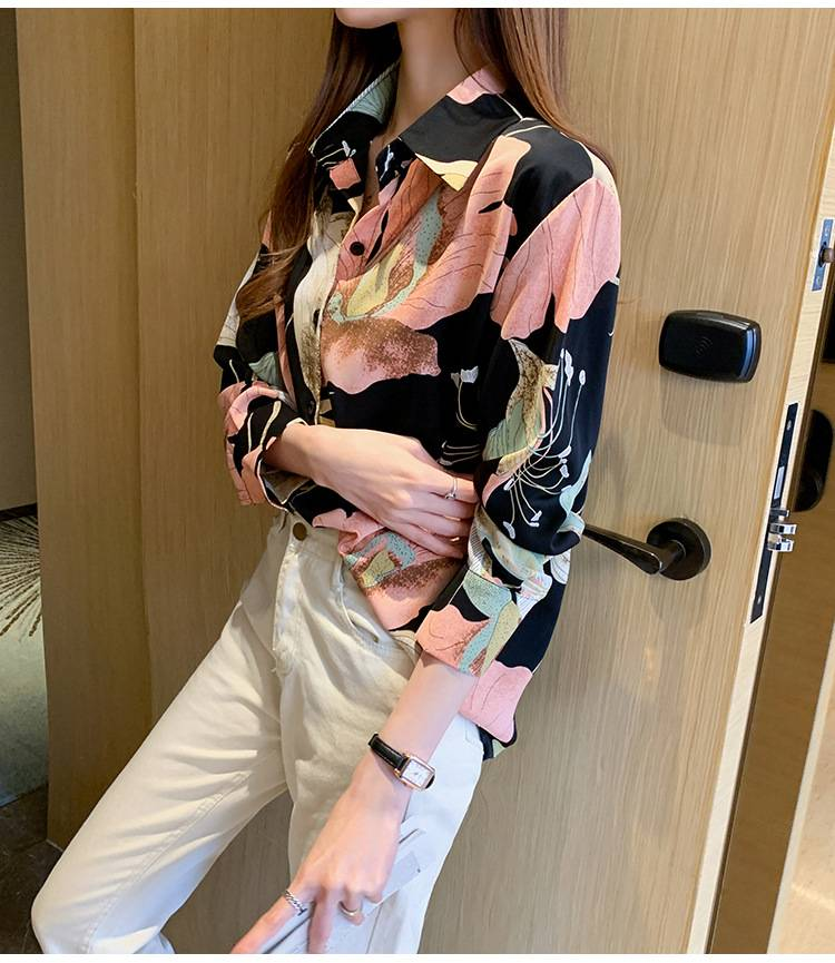 Dameskleding nieuwe herfst lange mouwen dames tops chiffon stijl shirts leeftijd verminderende bedrukte shirts_voghion.com