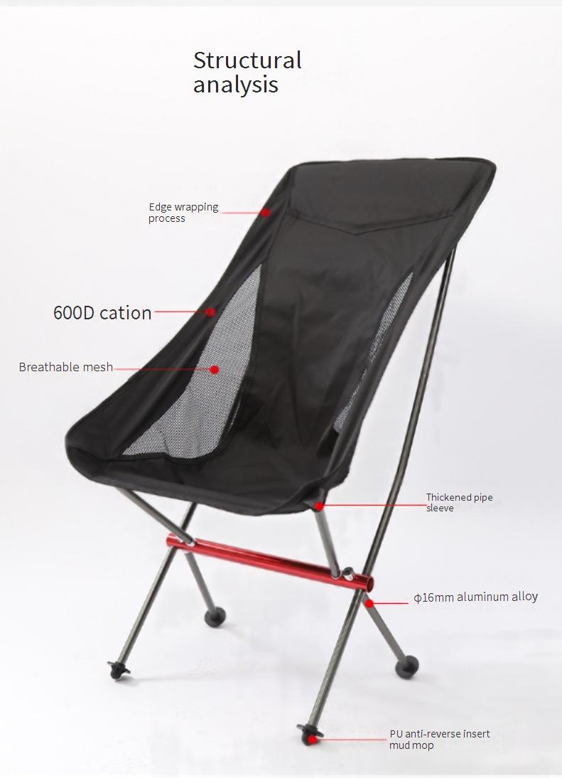 Outdoor Camping Outdoor Folding Chair Camping Beach Barbecue Portable Moon Chair Self Driving Leisure Fishing Aluminum Alloy Chair_voghion.com