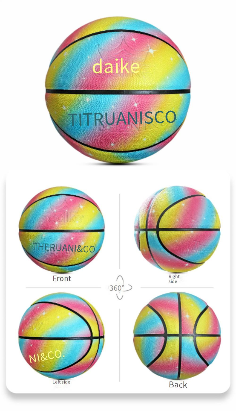 Im Dunkeln leuchtender Basketball, Größe 5 und 7 – Regenbogen-PU-Basketball für Kinder/Jugendliche, langlebiger Trainingsball für drinnen und draußen_voghion.com