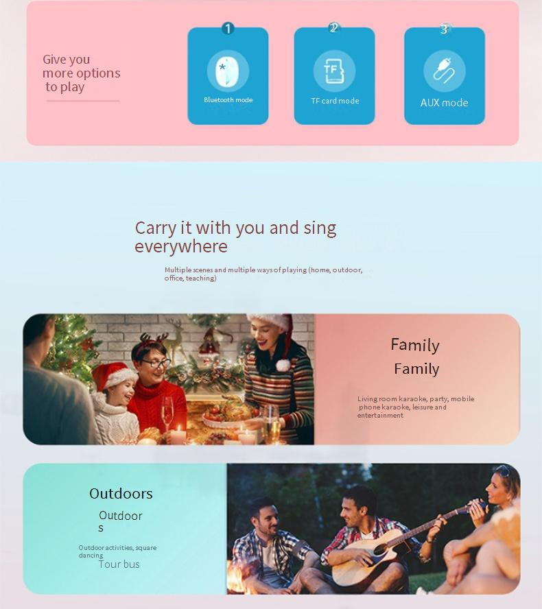 Tragbare Lautsprecher K1 Bluetooth-Lautsprecher Mikrofon Integrierte Musik Outdoor Live Home Kinder Karaoke Mit Mikrofon Tragbarer Kleiner Lautsprecher_voghion.com