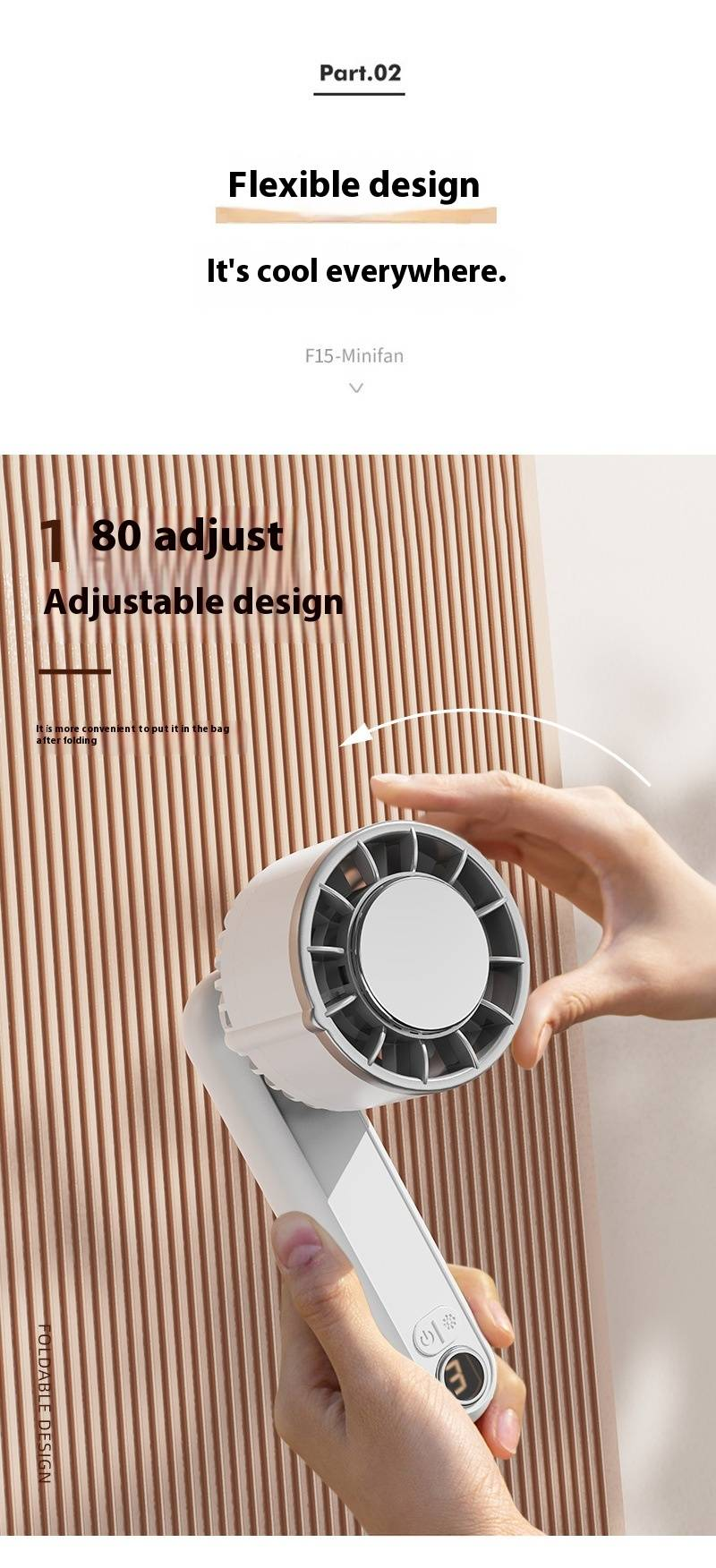 USB Rechargeable Handheld Fan - Foldable Mini Desk Fan With Digital Display & Ice Cooling (3 Speeds, Portable For Office/Dorm/Outdoor)_voghion.com