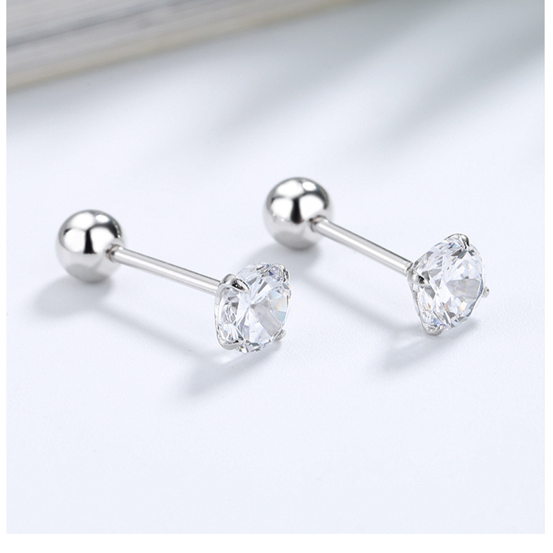 Orecchini da donna in argento sterling S925 con zirconi, quattro griffe, perline rotonde, con fibbia a vite, semplici orecchini alla moda_voghion.com