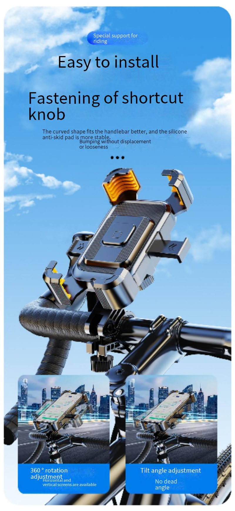 Support de téléphone portable pour véhicule électrique, batterie, VTT, vélo, anti-vibration, anti-secousse, à emporter, navigation, nouveauté 2025_voghion.com