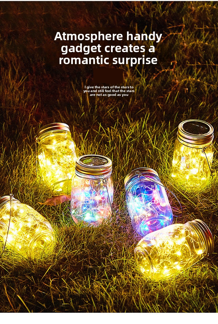 Solar Crackled Glass Mason Jar Lantern – Waterproof Outdoor Hanging Light With 30 LED Bulbs (Warm White/Color-Changing), IP55, 6-12H Auto Lighting_voghion.com