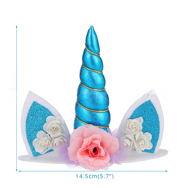 Cerchietto per capelli con unicorno incantato per bambine – Accessorio scintillante per capelli per feste di compleanno con motivo floreale e decorazione per torta_voghion.com