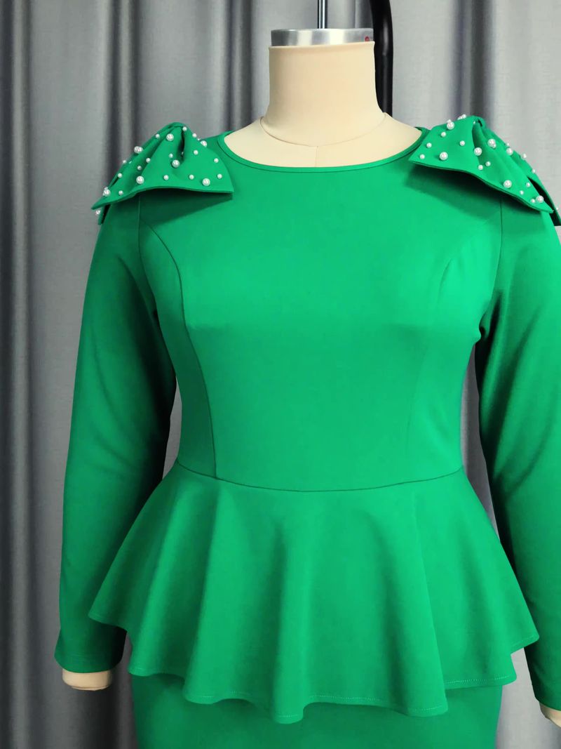 Damenbekleidung Zweiteiliges Kleid Leichtes Kleid Hohe Taille Schlanker Rückenschlitz Einstufiger Rock Gelbes Kleid_voghion.com