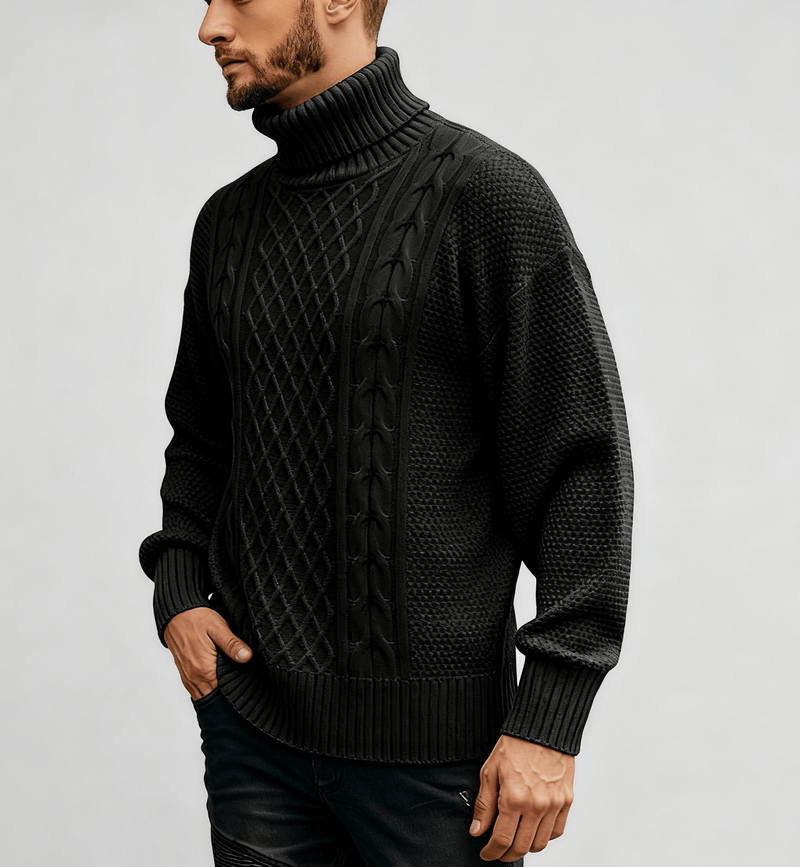 2025 New Style High-neck Sweater For Men, Autumn And Winter Pure Color Long-sleeved Pullover Knitted Shirt Top, European And American Men's Wear_voghion.com