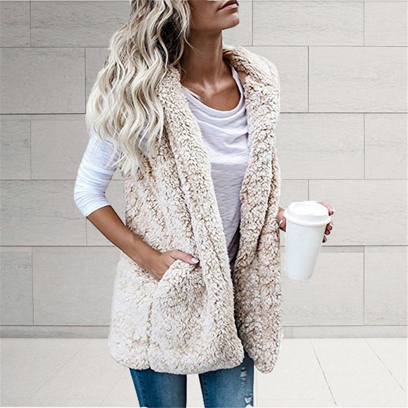 Women’s Oversized Hooded Vest – Lightweight Sleeveless Jacket With Pockets Solid Color Sleeveless Hooded Pocket Vest In Stock_voghion.com