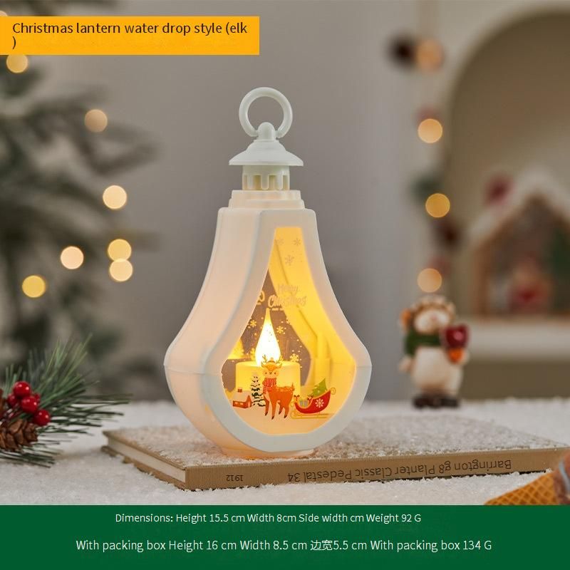 Christmas Teardrop LED Lantern - Flameless Candle With Holiday Designs (Santa/Reindeer/Tree/Snowman) For Cozy Home Decor & Photo Props_voghion.com