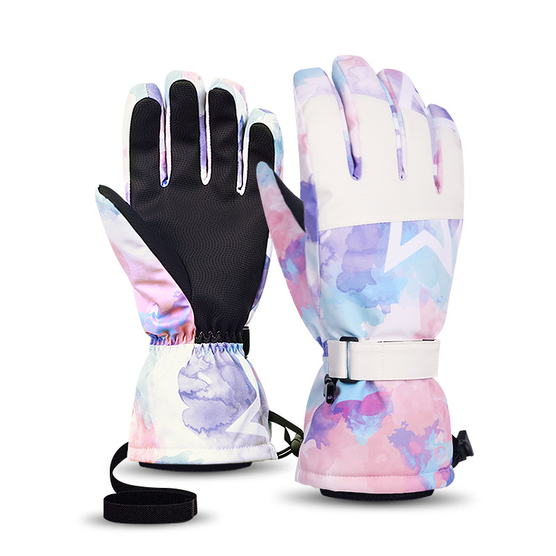 Gants de ski d'hiver blancs et chauds pour hommes et femmes, cyclisme, sport, écran tactile, cinq doigts, en coton_voghion.com
