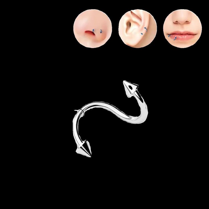 Stainless Steel Ring Hot Sale S Rod Stud External Thread Pointed Lip Jewelry Body Piercing Accessories_voghion.com