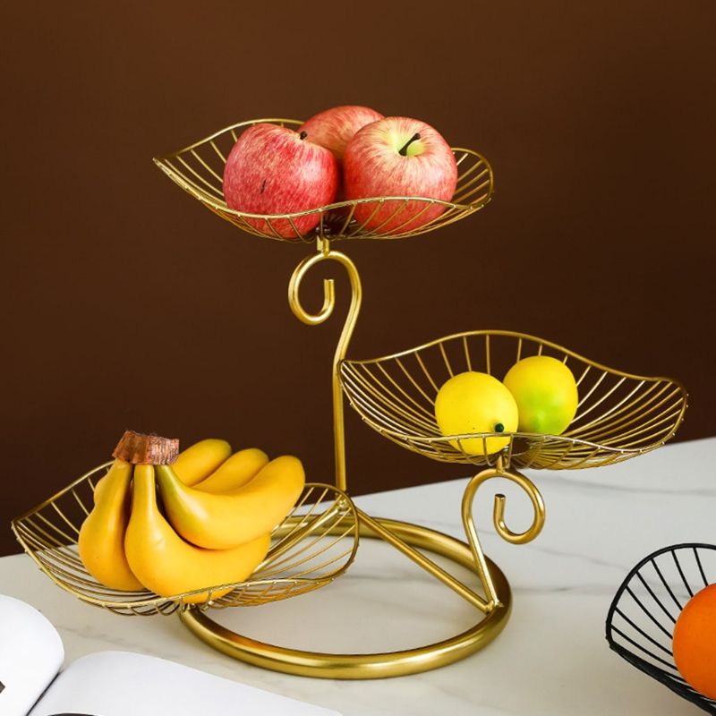 Cesto per frutta a 3 livelli - Contenitore da cucina Black Gold_voghion.com