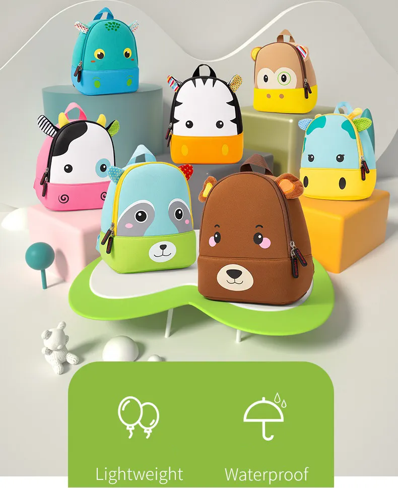 Backpacks 3D Cartoon Animal Children Cute Bear Monkey Cow Kids Bags School Bag Kindergarten Boys Girls Schoolbags Mini_voghion.com