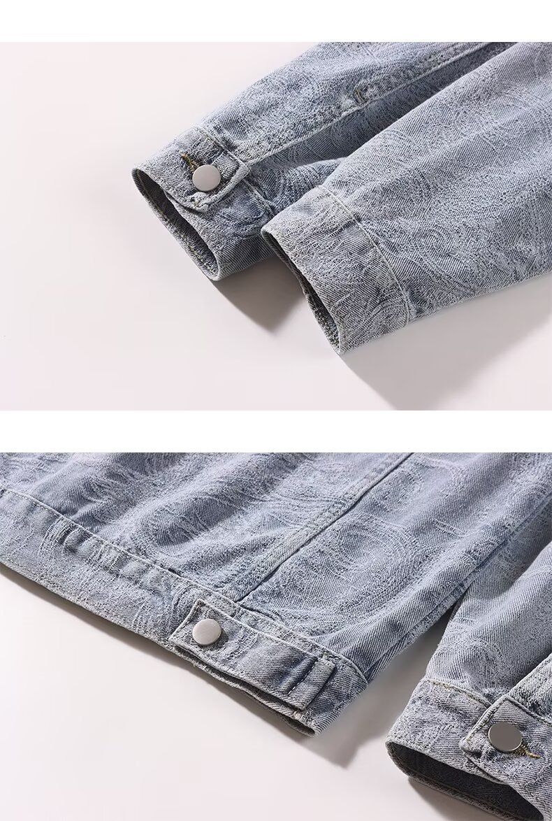 Set aus gewaschener Vintage-Jeansjacke und -hose – zweiteiliges Outfit im Used-Look mit lockerer Passform für Männer und Frauen (Schwarz/Blau)_voghion.com