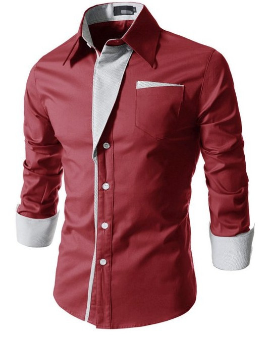 Neues, großes, modisches, lässiges Langarmhemd, koreanisches Slim-Fit-Herrenhemd für Jugendliche 8012_voghion.com