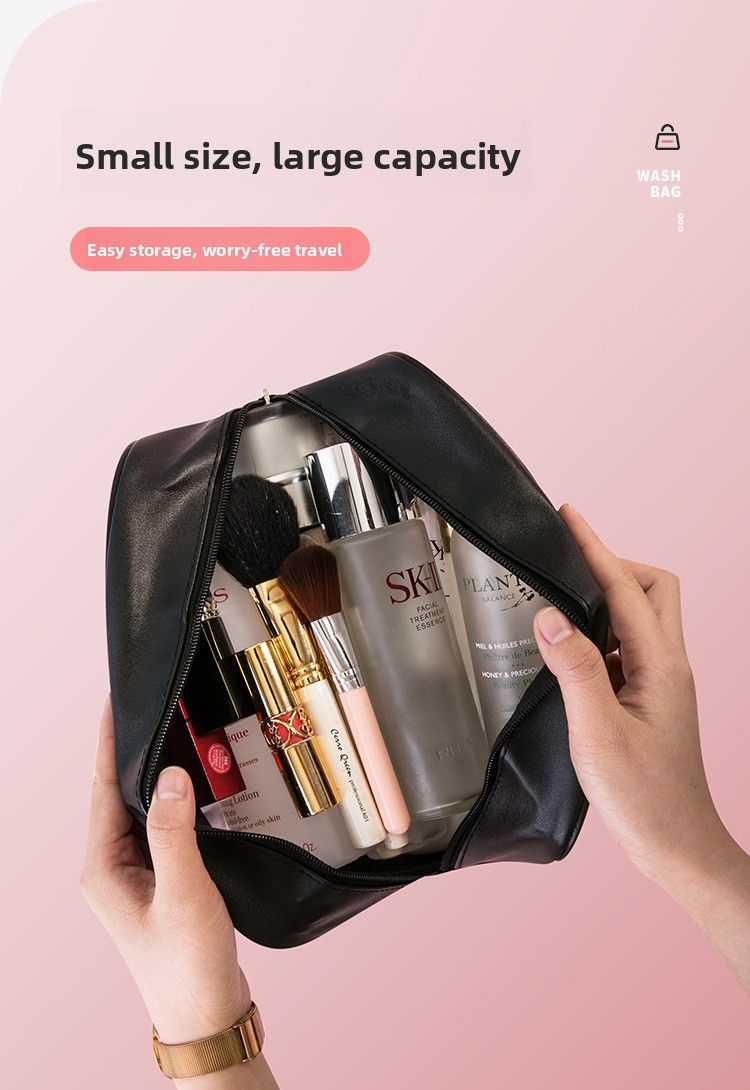 Borsa da toilette portatile per cosmetici e trucco per celebrità su Internet, con lettera, trasparente_voghion.com