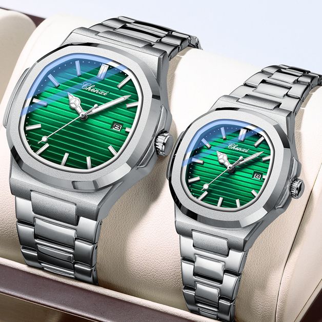 Steel Belt Watch Couple Luminous Waterproof Fashion Business Calendar Men And Women Quartz Watch Daily Commute Leisure Birthday Valentine's Day Gift_voghion.com
