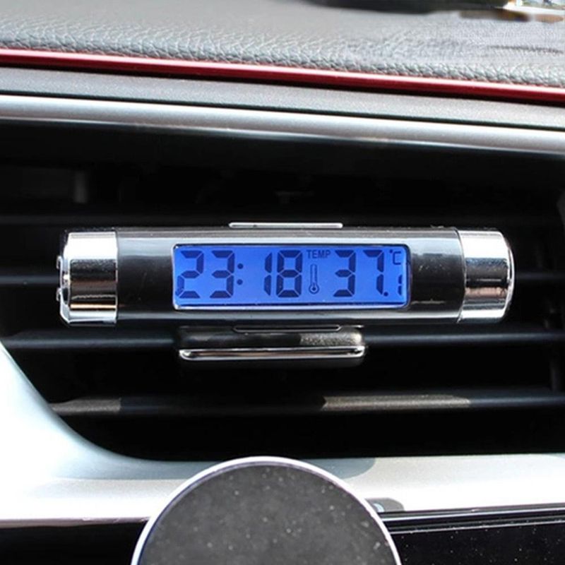 1Pcs LCD Auto Thermometer Digital Uhr 2 In1 Auto Elektronische Uhr Mit Clip_voghion.com