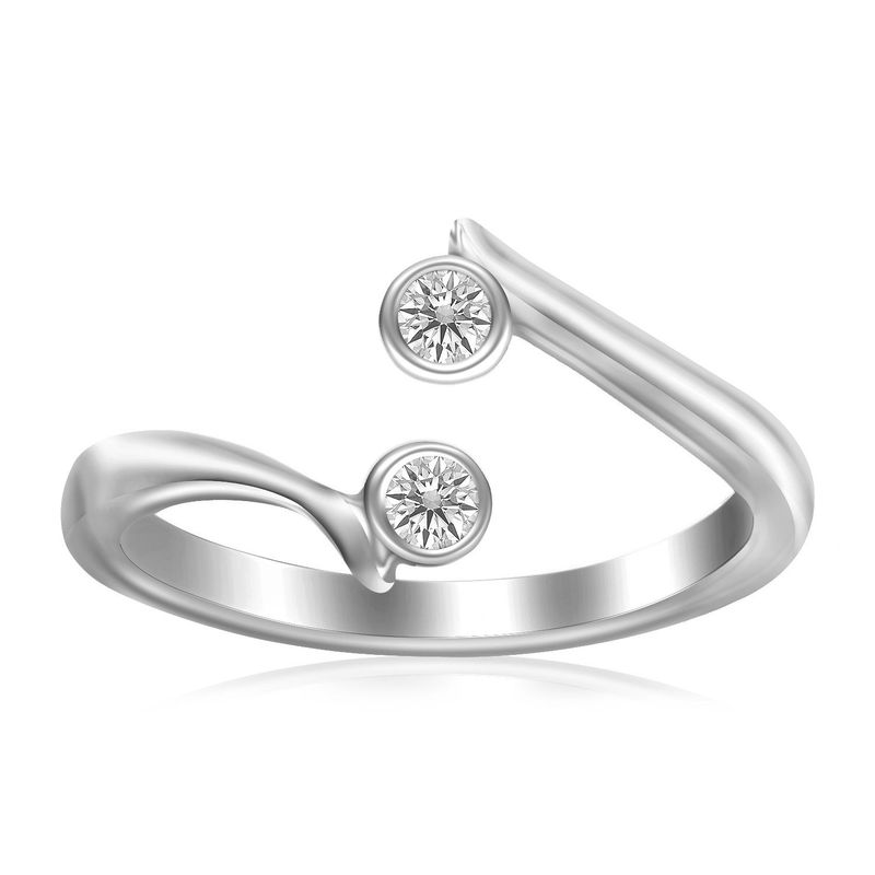 Sterling Silver Rhodium Finished Open Style Cubic Zirconia Accented Toe Ring_voghion.com