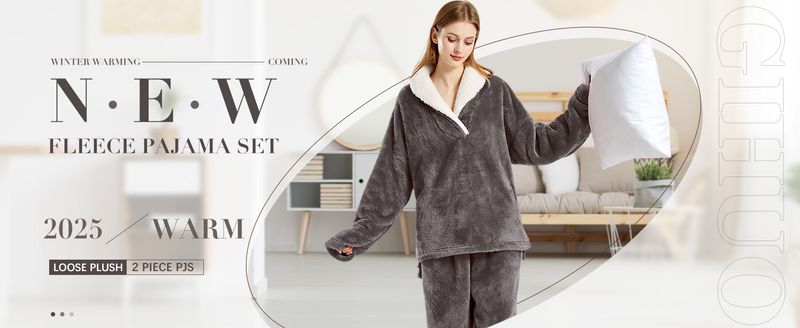 Women' S Fluffy Pajamas Set Fleece Pullover Pants Loose Plush Sleepwear 2 Piece Pjs Set Warm Loungewear Fuzzy_voghion.com