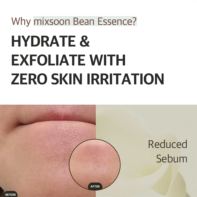 Mixsoon Bean Essential Serum mitrinošs pīlinga sejas serums Nekairinošs, samazina atmirušās ādas šūnas, ādas tekstūras uzlabošanas kopšana_voghion.com