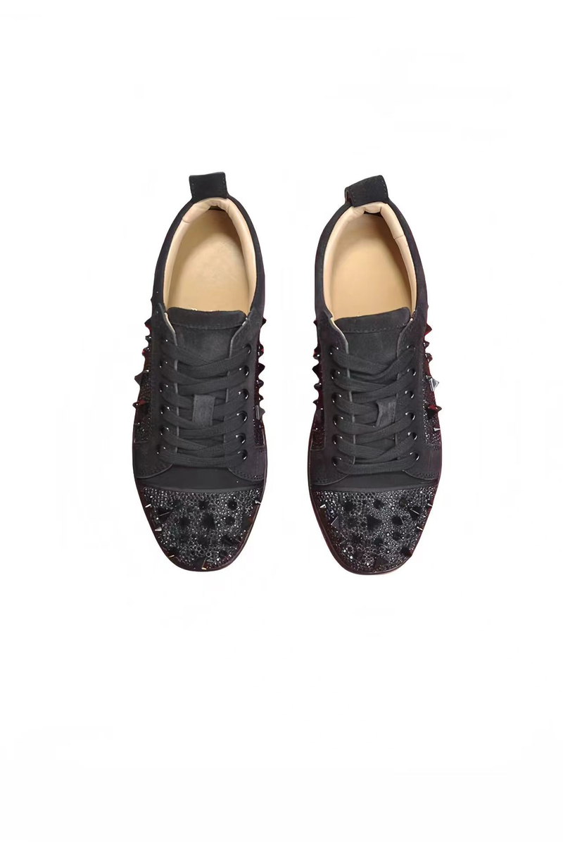 Leder Bequeme Mode Herrenschuhe Persönlichkeit Atmungsaktive Freizeitschuhe Sommerliebhaber Schuhe Diamant Nietenschuh_voghion.com