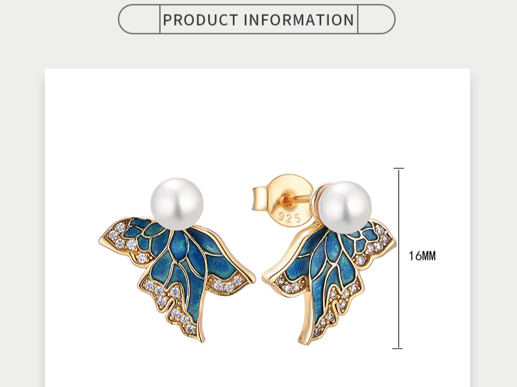 Orecchini in argento sterling S925 per donna orecchini in argento sterling di alta qualità con perle a farfalla e colla a goccia per accessori per orecchini di lusso leggeri_voghion.com