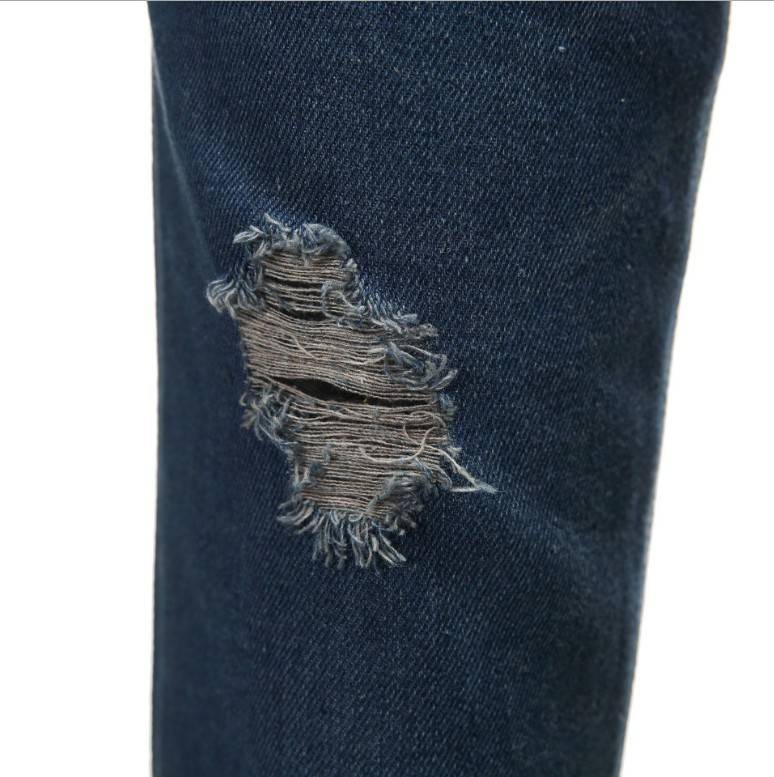 Dametøj vasket slim stretch frynsede denim overails jeans _voghion.com