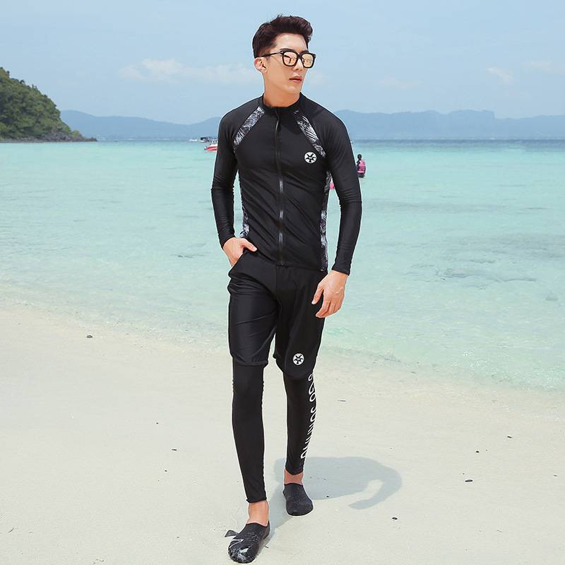 Traje de buceo con protección solar para parejas, traje de esnórquel para mujer, traje de baño de dos piezas para padres e hijos, adelgazante de manga larga._voghion.com