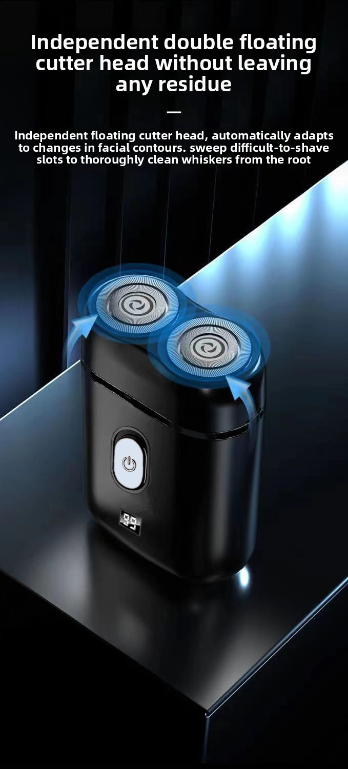Stormwind Smart LED Elektrorasierer – Doppelter schwebender Rasierkopf, über USB wiederaufladbar, 60 Min. Laufzeit, wasserdichter Trimmer für Männer (Schwarz, Reisegröße)_voghion.com