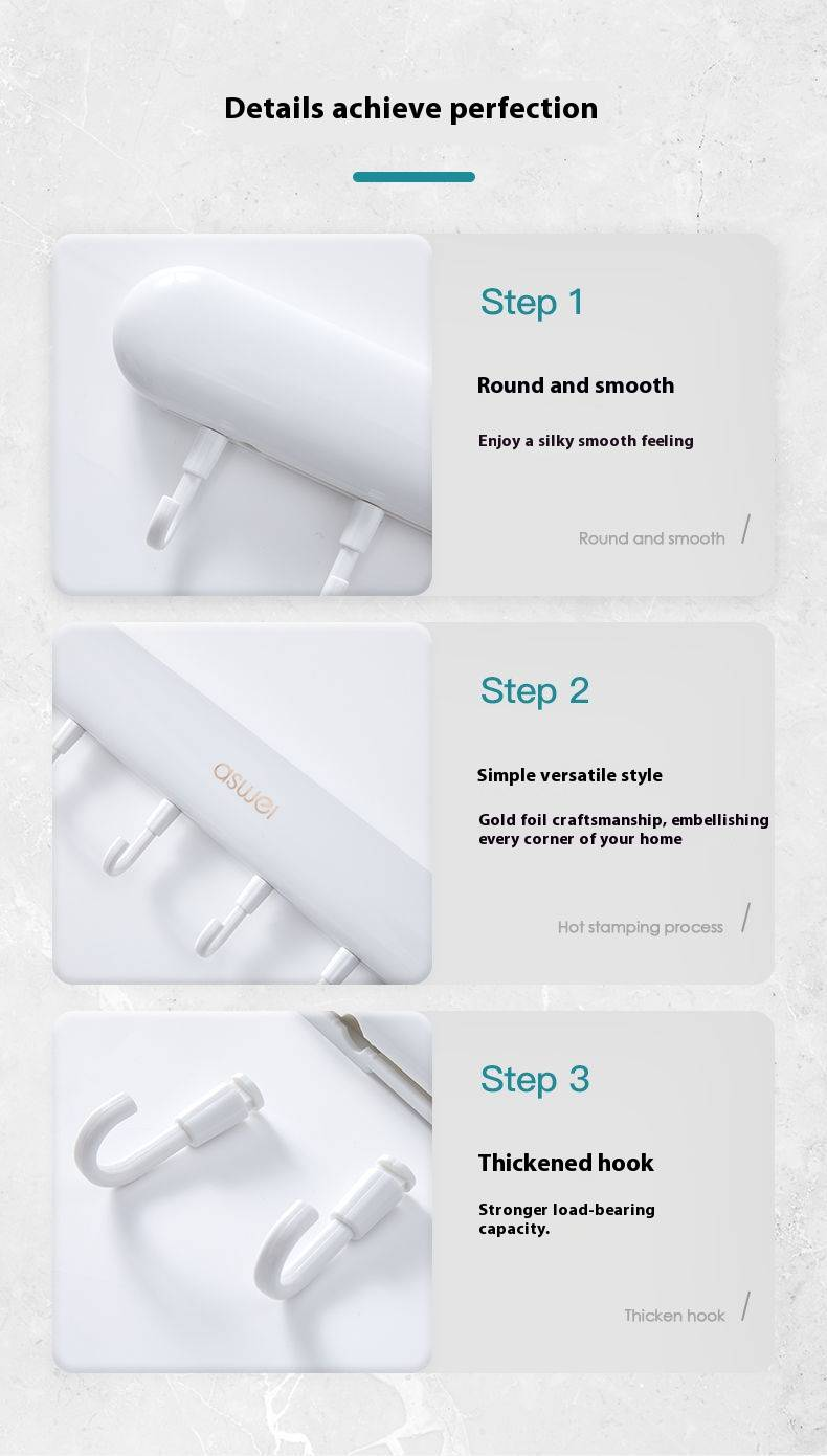 6er-Pack selbstklebende Haken ohne Bohren – robuste ABS-Wandhaken für Badezimmer, Küche und Tür (weiß glänzend, 5 kg Tragkraft, modern minimalistisch)_voghion.com